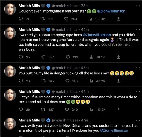 S ocial media sensation Moriah Mills recently had a Twitter meltdown over NBA player Zion Williamsons gender reveal with another woman, expressing her shock and disappointment. . Moriah mills bbc